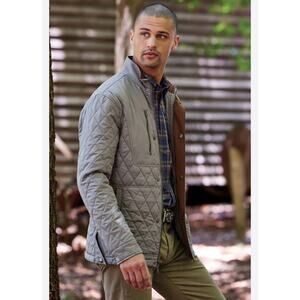 Johnnie-O Juno Quilted Barn Jacket M Concrete hunting countryside sophisticated